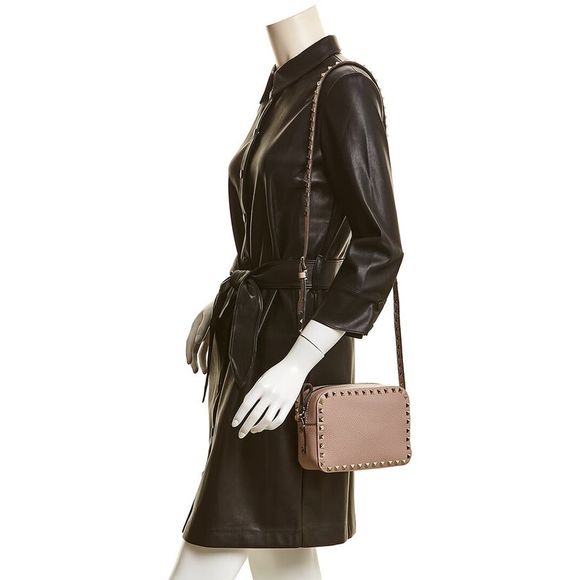 Valentino Rockstud Grainy Leather Camera Bag, Pink - Picture 3 of 5